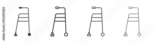 Walker line icon vector illustration set.