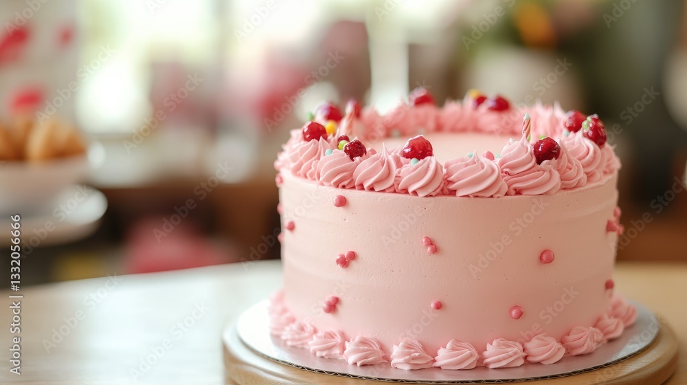 Simple and attractive birthday cake on a blurred backdrop. Simple and attractive birthday cake on a blurred backdrop.