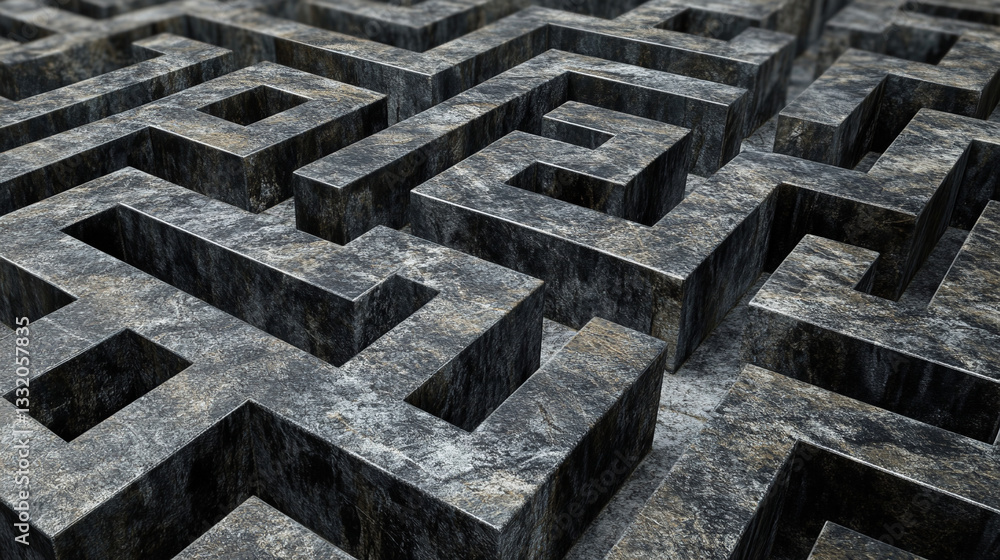 Black and white maze pattern. Black and white maze pattern.