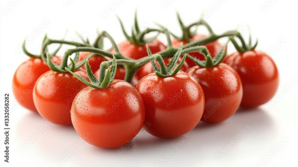 Fresh Red Cherry Tomatoes on the Vine Juicy and Ripe Close up Shot Fresh Red Cherry Tomatoes on the Vine Juicy and Ripe Close up Shot