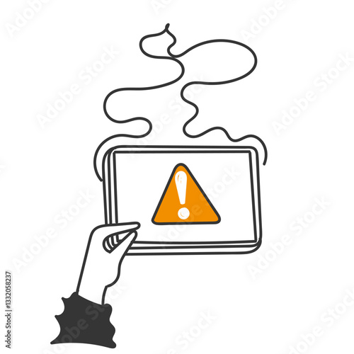 doodle phone warning overheat smoke illustration