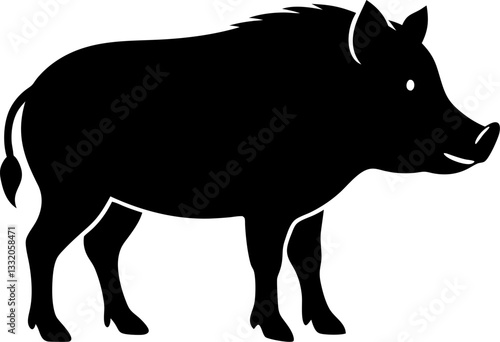 silhouette of a wild boar