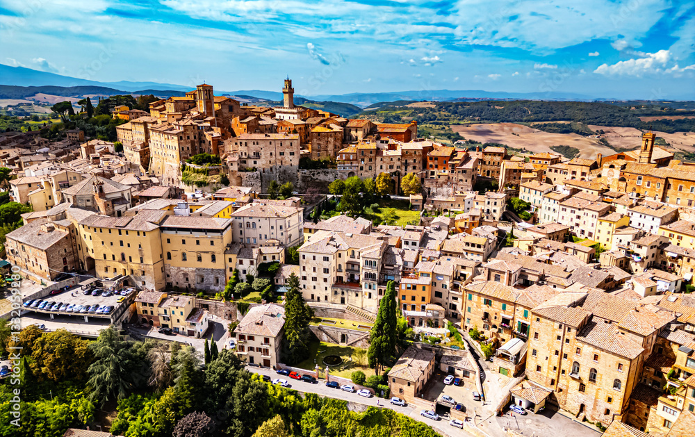 Fototapeta premium Aerial view of Montepulciano,Tuscany, Italy