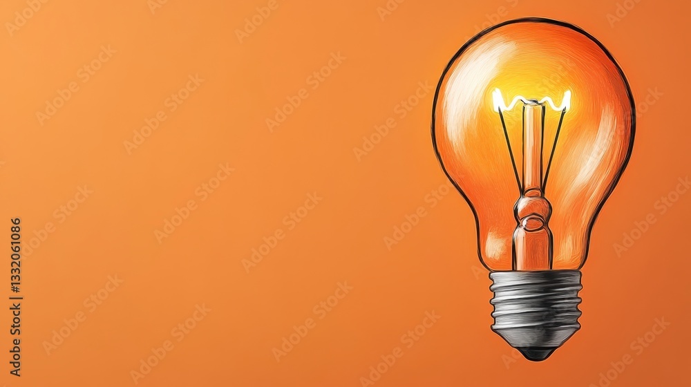 Pixel Art Orange Lightbulb on Burnt Orange Background Pixel Art Orange Lightbulb on Burnt Orange Background