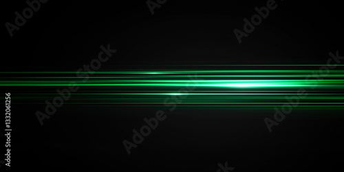 green gradient speed light motion blur effect on black background,green speed line for design banner poster wallpaper