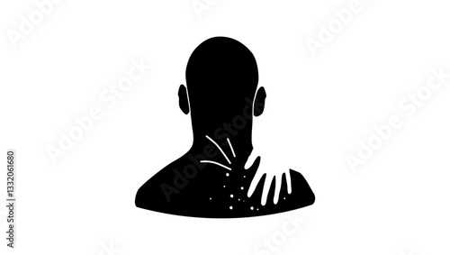 Allergic itching, black isolated silhouette