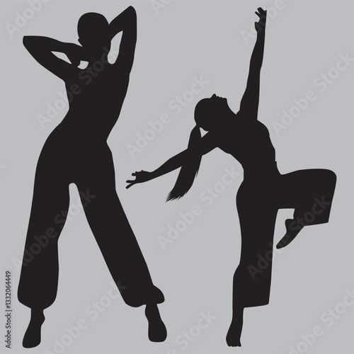 vector silhouette of a girl beauty, fashion, dancing, dancer, person