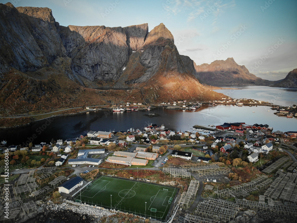 Obraz premium Aerial photo of autumn in Norway, Northern Europe