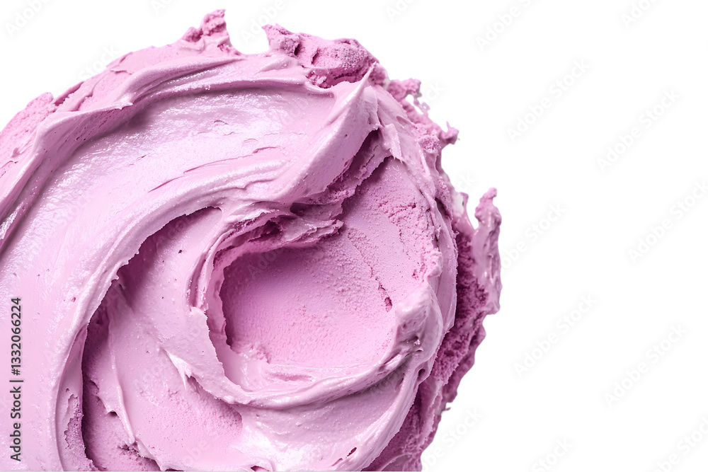 Obraz premium Macro Shot of Creamy Purple Ice Cream Swirl on a Transparent Background with Smooth Texture and Vibrant Color for Culinary Presentation