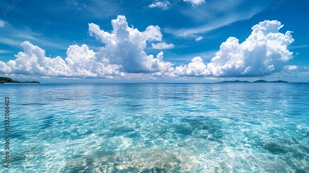 Fototapeta premium A stunning tranquil ocean scene under a beautiful blue sky