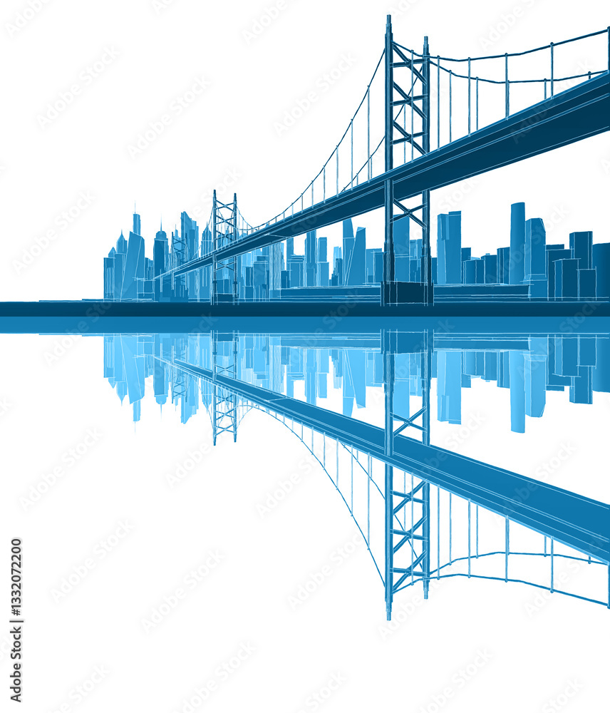 Obraz premium modern city panorama 3d illustration