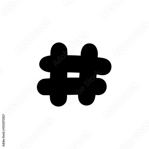 Bold pound key symbol in hand drawn style. Vector illustration isolated on white background. Typography, font, shop, logo, alphabet, sales, signboard, education, branding, presentation.
