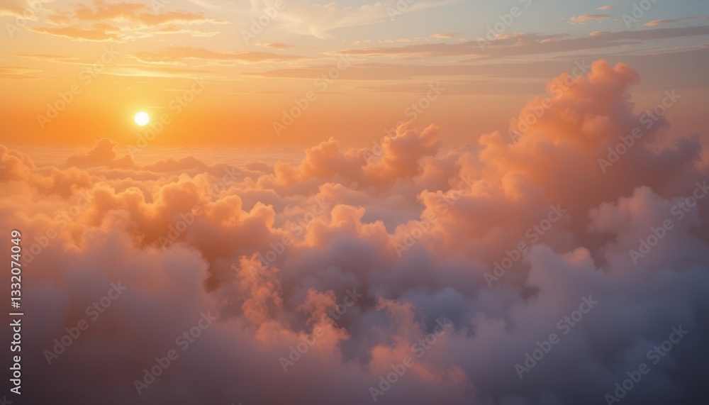 Stunning Sunrise Over Soft Clouds with Warm Orange and Pink Hues Illuminating the Horizon Stunning Sunrise Over Soft Clouds with Warm Orange and Pink Hues Illuminating the Horizon