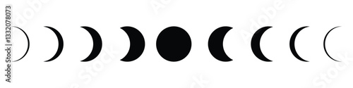 Simple illustration of the phases of the moon vector