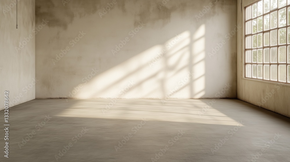 an empty room with natural light coming through a window
