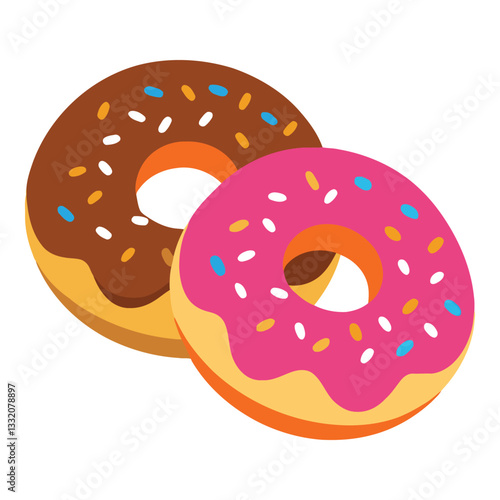 Chocolate donut with sprinkles isolated on white background