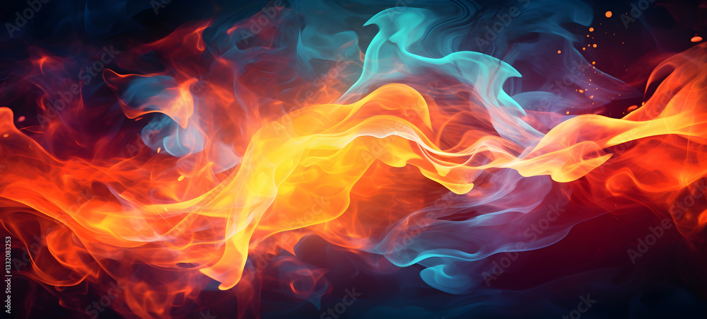 Fototapeta premium water fire shaped wallpaper design abstract organic colorful background, ai generative