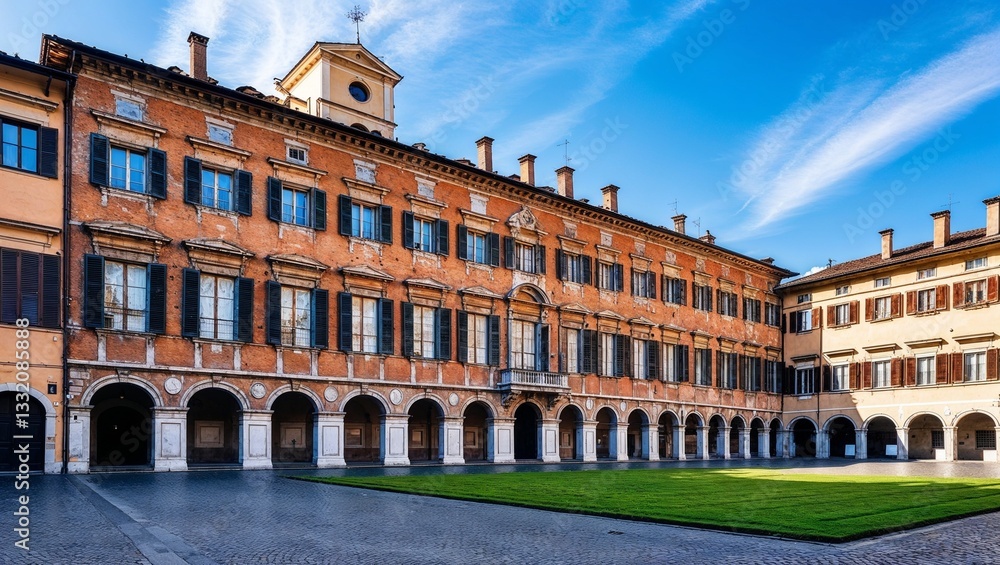 Fototapeta premium A beautiful historical courtyard showcasing elegant architectural styles.