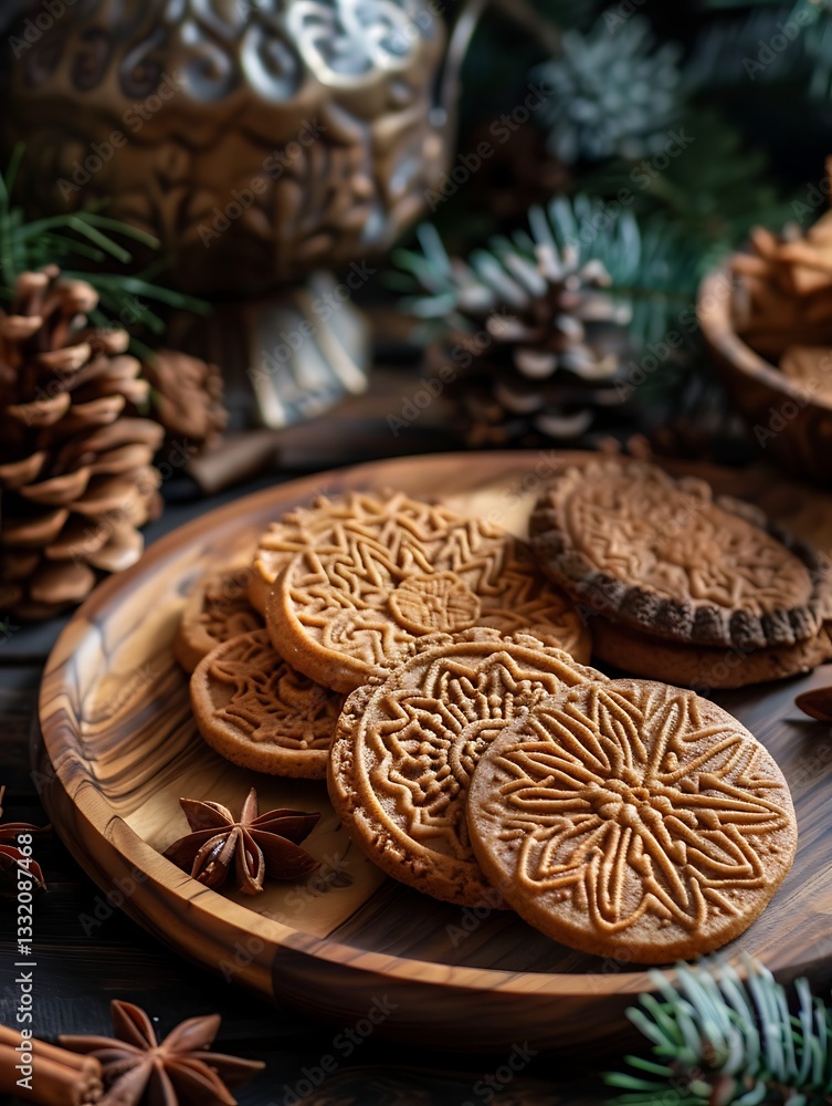 a group of cookies on a wood plate a group of cookies on a wood plate