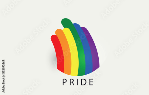 Pride Logo Colorful Rainbow Hand. Symbol of LGBT Pride. Editable image.