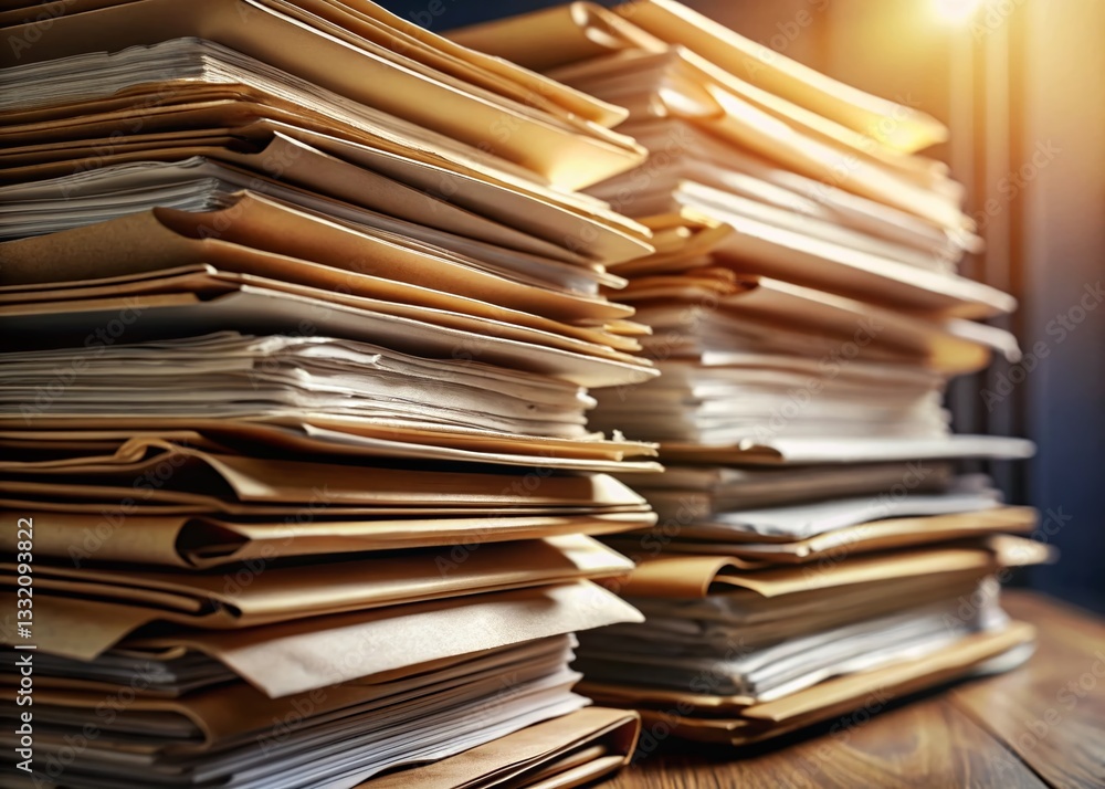 Stack of Files, Office Documents, Paperwork, Business Records, High Depth of Field Stack of Files, Office Documents, Paperwork, Business Records, High Depth of Field