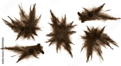 Wallpaper Mural Brown Powder Explosions Set Abstract Design Elements Backgrounds art dust dark burst cloud smoke     Torontodigital.ca