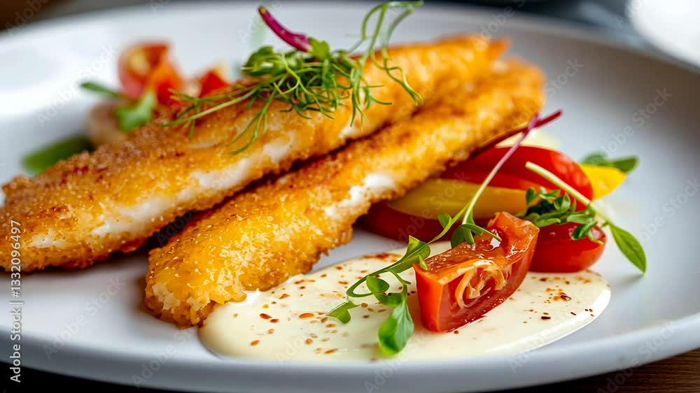 Crispy Fish Fillet with Vibrant Sauces for Tasty Moments Crispy Fish Fillet with Vibrant Sauces for Tasty Moments