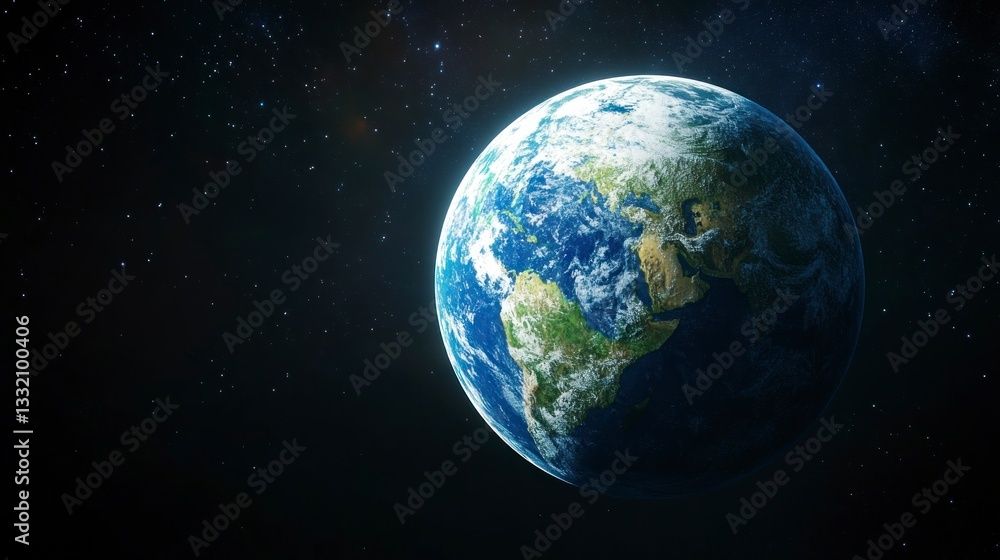 Earth Rotating in Space with Visible Continents and Starry Background Earth Rotating in Space with Visible Continents and Starry Background
