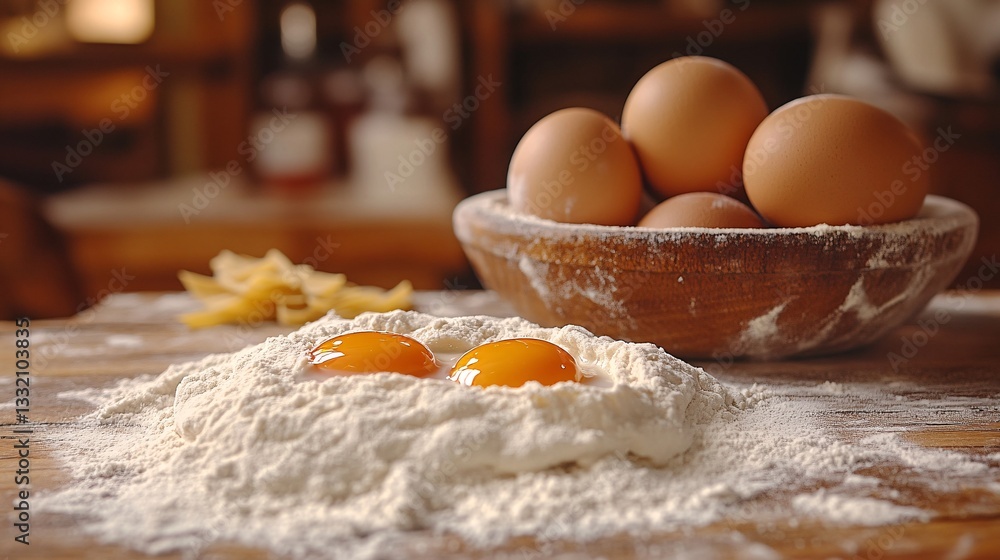 Fresh ingredients prepared for cooking or baking on a table Fresh ingredients prepared for cooking or baking on a table