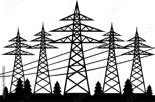 electric power lines vector icon