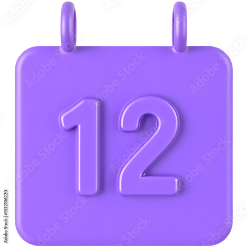 A purple calendar icon displaying the number 12 prominently.
