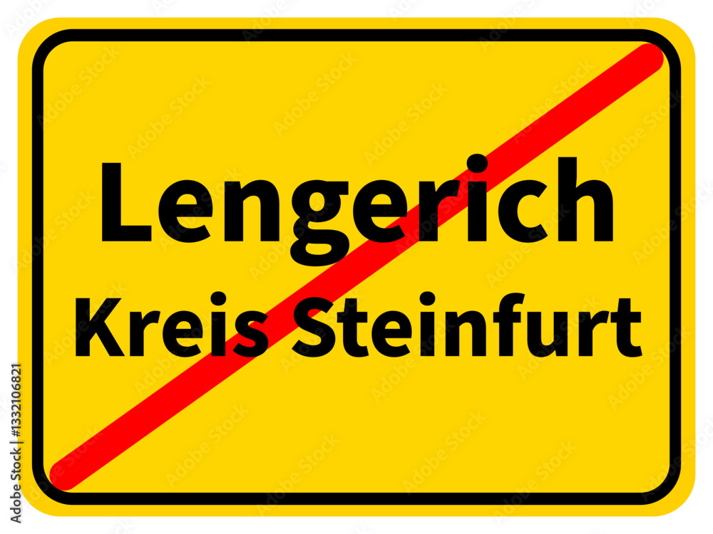 Fototapeta premium Illustration eines Stadtausgangsschildes von Lengerich, einer Gemeinde des Kreises Steinfurt