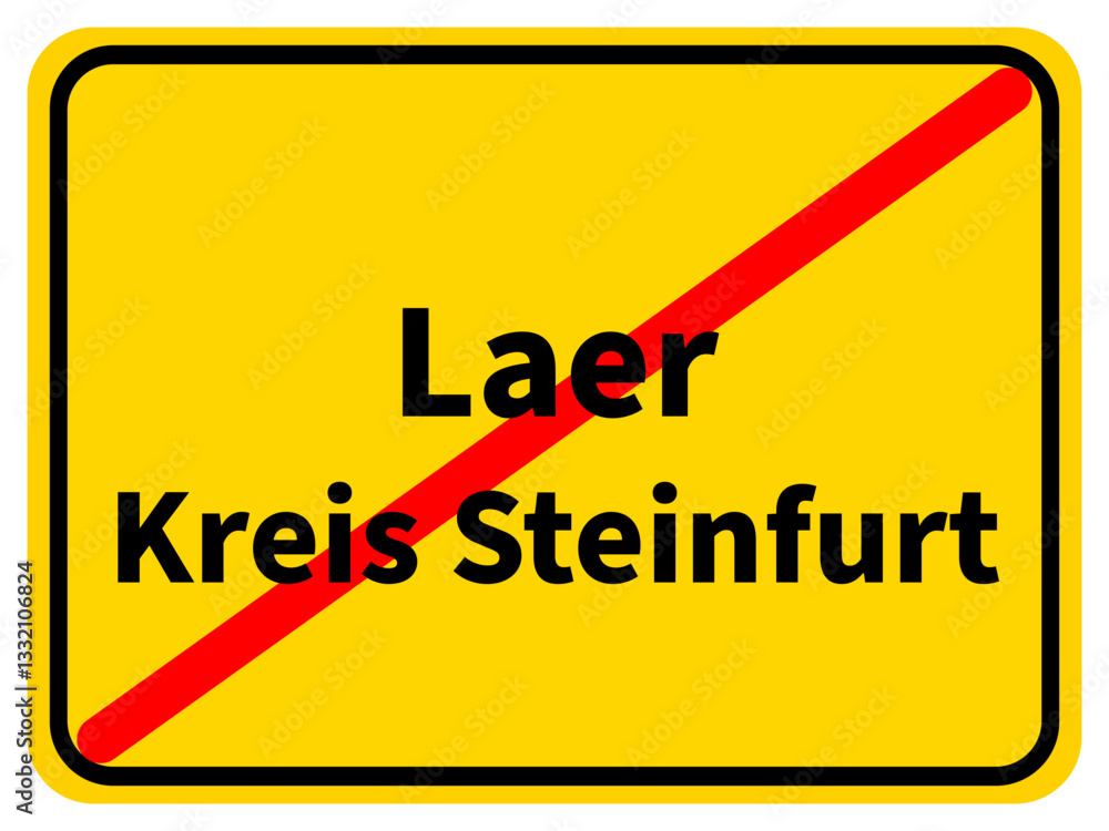 Illustration eines Stadtausgangsschildes von Laer, einer Gemeinde des Kreises Steinfurt Illustration eines Stadtausgangsschildes von Laer, einer Gemeinde des Kreises Steinfurt