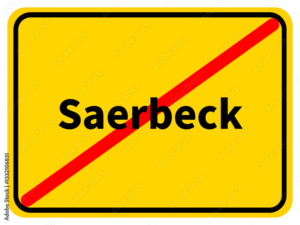 Illustration eines Stadtausgangsschildes von Saerbeck, einer Gemeinde des Kreises Steinfurt Illustration eines Stadtausgangsschildes von Saerbeck, einer Gemeinde des Kreises Steinfurt