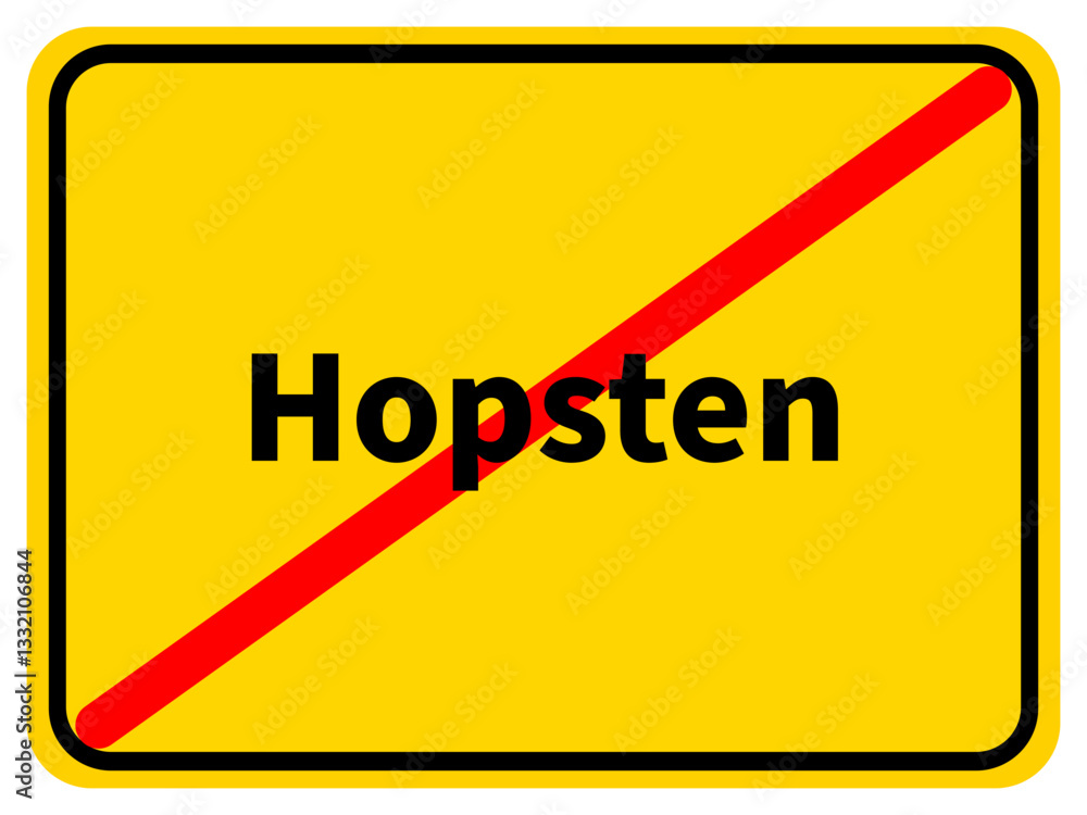Illustration eines Stadtausgangsschildes von Hopsten, einer Gemeinde des Kreises Steinfurt Illustration eines Stadtausgangsschildes von Hopsten, einer Gemeinde des Kreises Steinfurt