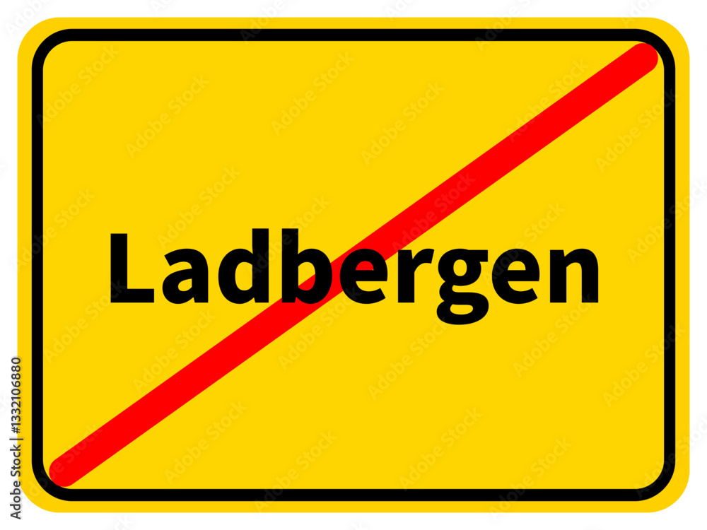 Illustration eines Stadtausgangsschildes von Ladbergen, einer Gemeinde des Kreises Steinfurt Illustration eines Stadtausgangsschildes von Ladbergen, einer Gemeinde des Kreises Steinfurt
