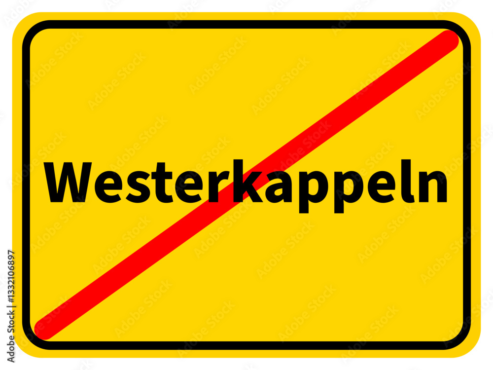 Illustration eines Stadtausgangsschildes von Westerkappeln, einer Gemeinde des Kreises Steinfurt Illustration eines Stadtausgangsschildes von Westerkappeln, einer Gemeinde des Kreises Steinfurt