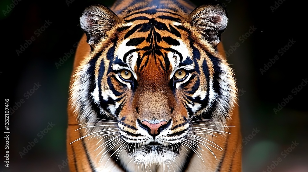 Fototapeta premium A close up portrait of a majestic striped tiger face