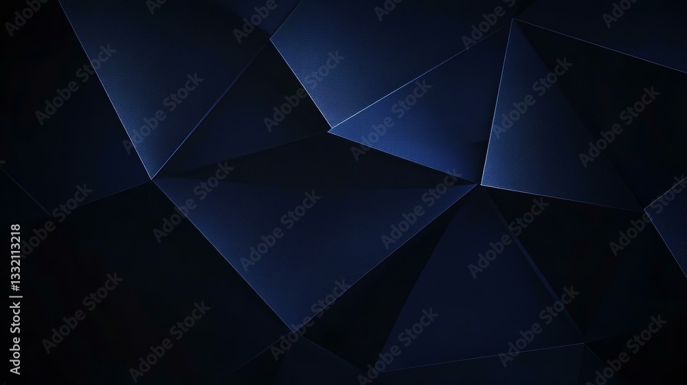 Black dark deep navy blue abstract pattern background. Geometric shape. Line triangle corner fold mosaic diamond polygon 3D. Gradient shadow. Grain rough noise. Design. Template. Minimal. Black dark deep navy blue abstract pattern background. Geometric shape. Line triangle corner fold mosaic diamond polygon 3D. Gradient shadow. Grain rough noise. Design. Template. Minimal.
