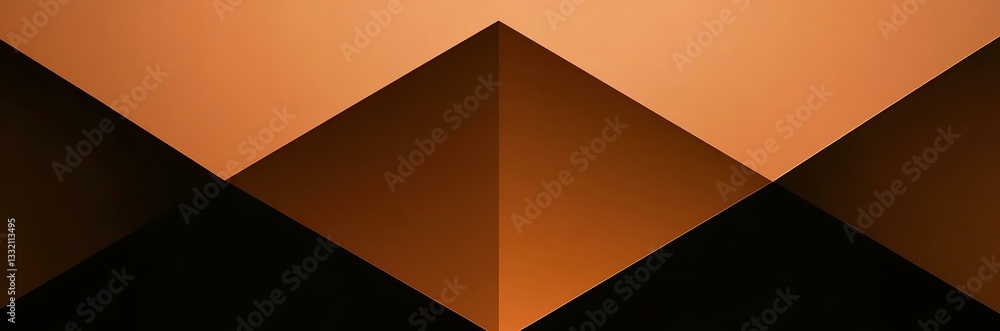 Brown orange yellow abstract geometric pattern with triangles. Gradient. Modern background with space for design. Copper color. Minimal. Web banner. Wide. Long. Brown orange yellow abstract geometric pattern with triangles. Gradient. Modern background with space for design. Copper color. Minimal. Web banner. Wide. Long.