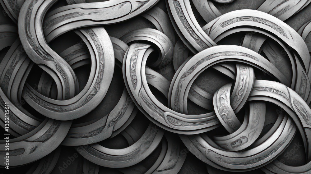 Abstract grayscale swirling metallic pattern. Abstract grayscale swirling metallic pattern.
