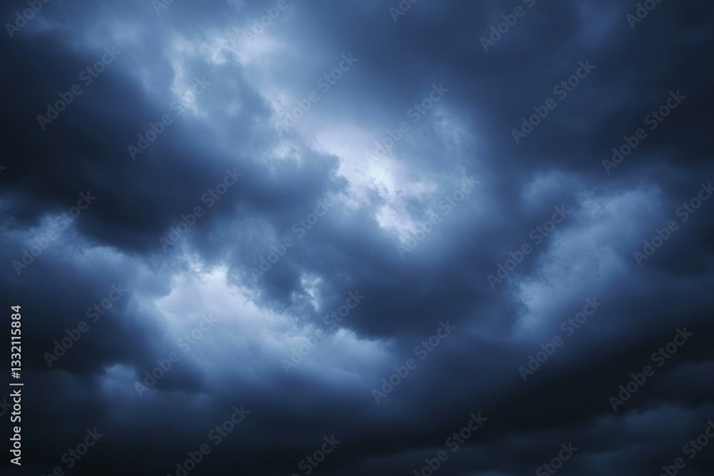 Obraz premium Black dark blue gray sky with heavy clouds. Dramatic background. Storm hurricane wind rain cloudy. Ominous scary creepy.