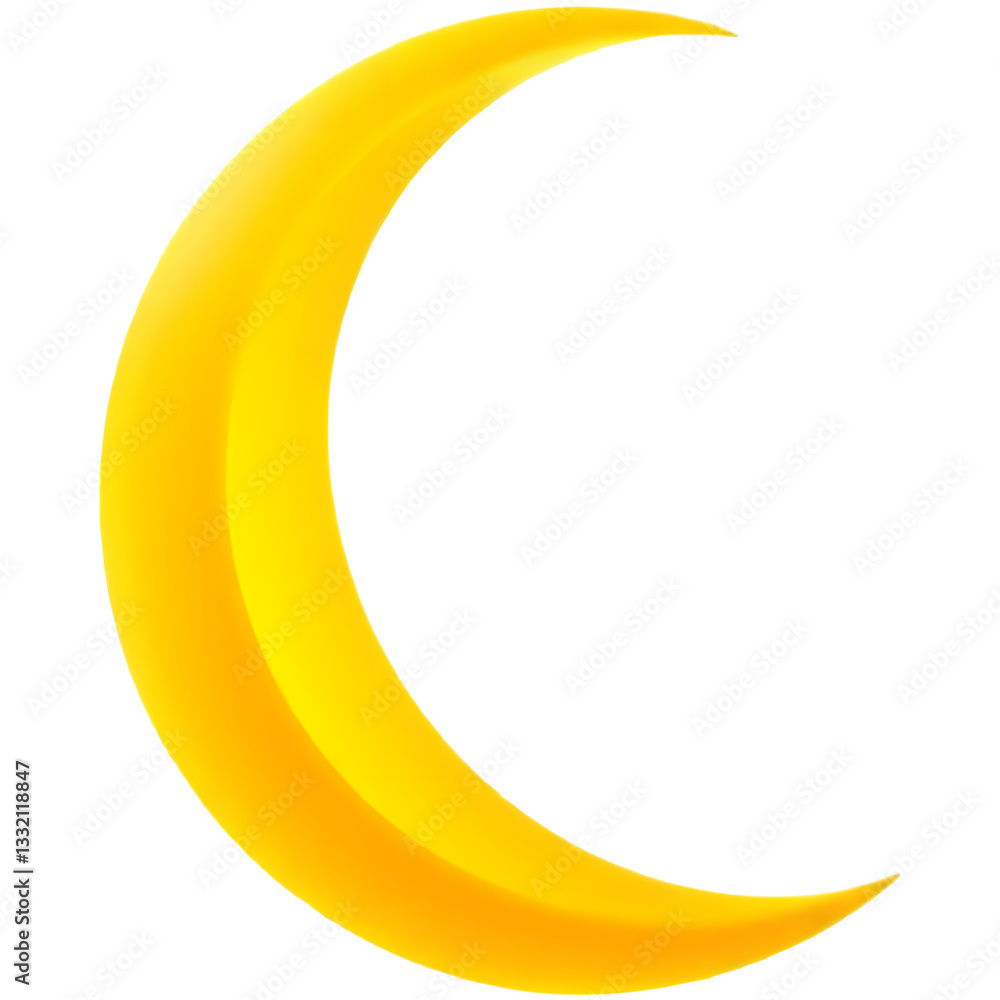 A bright yellow crescent moon symbol, representing night, dreams, and celestial themes. A bright yellow crescent moon symbol, representing night, dreams, and celestial themes.