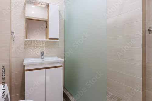 Wallpaper Mural modern bathroom room with toilet and washing machine Torontodigital.ca