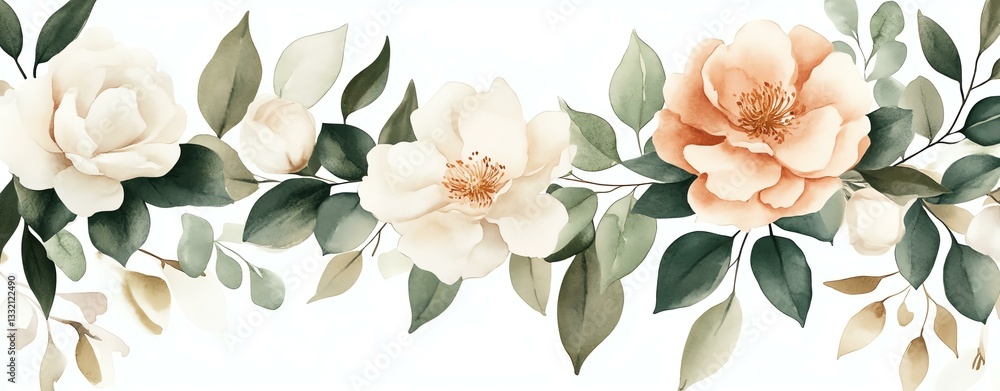 Realistic seamless botanical pattern, seamless pattern with realistic watercolor florals, botanical seamless watercolor floral pattern, Beautiful floral arrangement with soft colors. Realistic seamless botanical pattern, seamless pattern with realistic watercolor florals, botanical seamless watercolor floral pattern, Beautiful floral arrangement with soft colors.