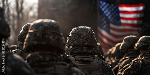 Wallpaper Mural Soldiers in Camouflage Uniforms with US Flag in Background Torontodigital.ca