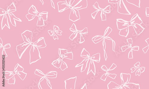 Pattern with different bows, seamless pattern for girl, coquette core design	