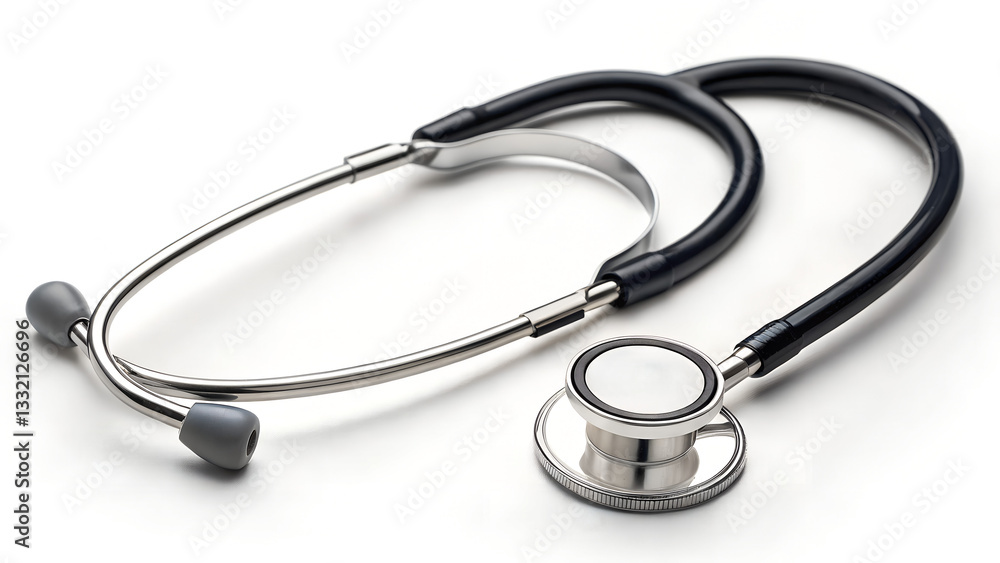 Doctor's stethoscope on medical desk with tea, tissues, and medicine. Doctor's stethoscope on medical desk with tea, tissues, and medicine.