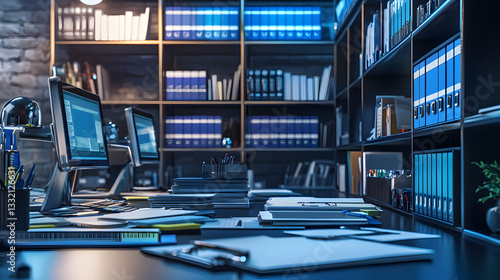 Wallpaper Mural Office workspace setup modern office digital content professional environment close-up view productivity concept Torontodigital.ca