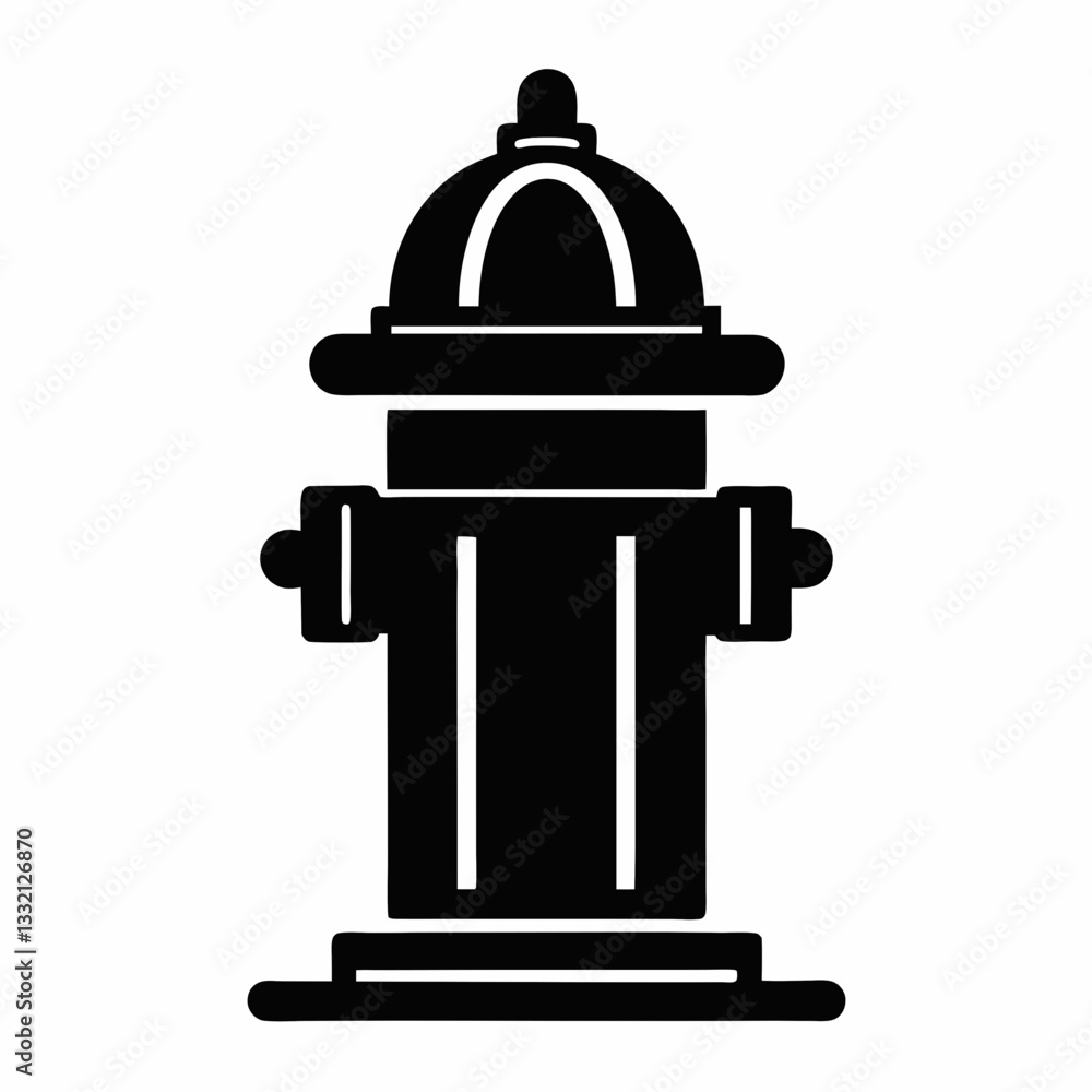 Silhouette of fire hydrant and fire extinguisher signs in black vector illustration for business design